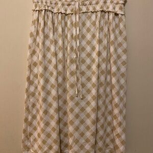 Cato Tan and White Checkered Midi Skirt